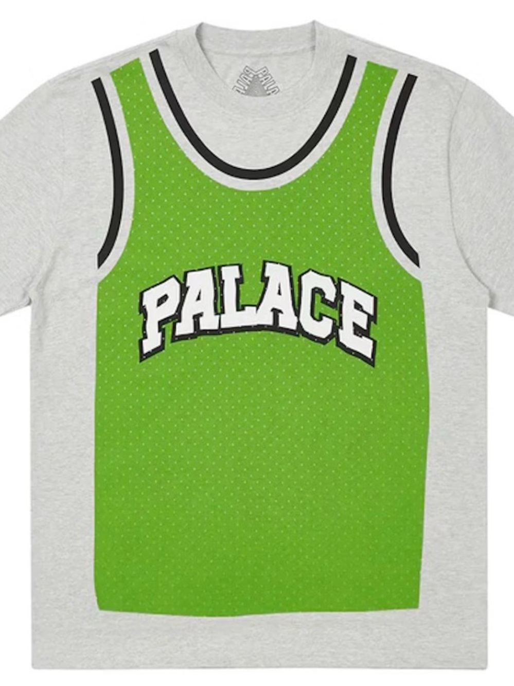 PALACE Gray Tee with Bright Green Basketball Graphic